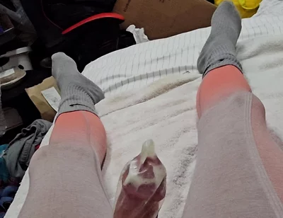 Edging in Condom and Finally Relese a Massive Load Inside!