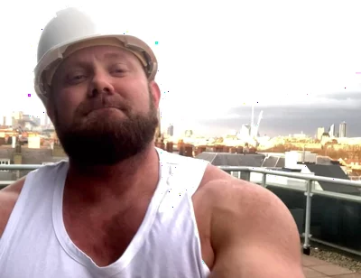 Builder Iron Bending Muscle Flexing and Measuring