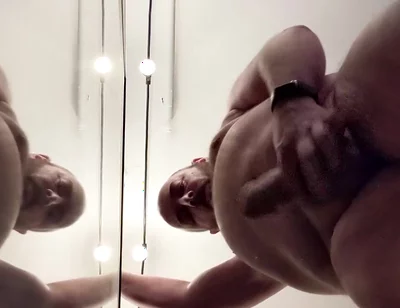 Chubby Bear POV from Below. Grunting and Cumming on Your Face
