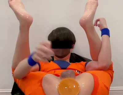 Dragon Ball Goku Laying Balls Asshole Squirting and Cum