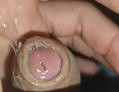 Creamy Pre-cum Slowly Sliding Down the Hole.