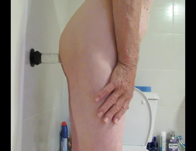 Riding 9 Inch Glass Cock Close up Side View