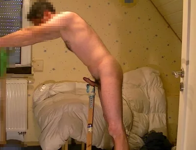 Homemade Stand Fleshlight Vibrator Masturbation