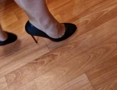 Walking Practice Before Cum in My New Black Pumps