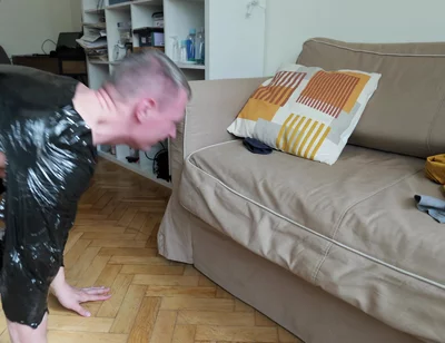 Wrapped in Black Film and Fucked with a Big Cock. 4K Original. Part 2